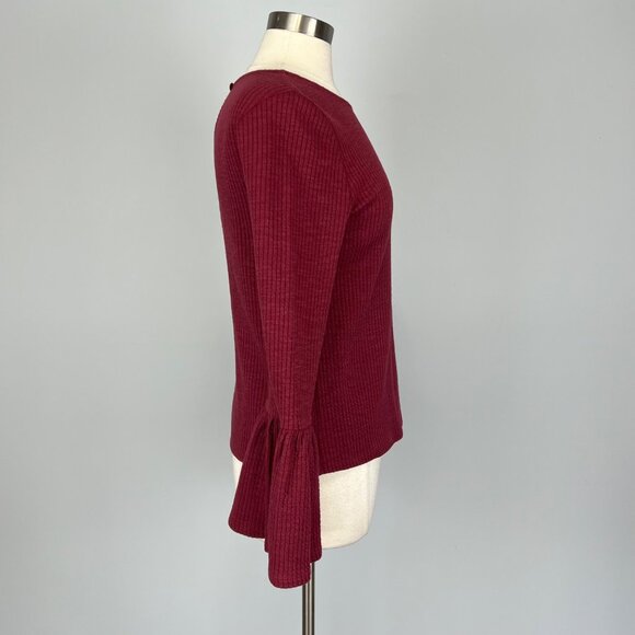 Anthropologie Porridge Womens Joan Bell Sleeve Top Wine Burgundy size Small - Picture 9 of 15